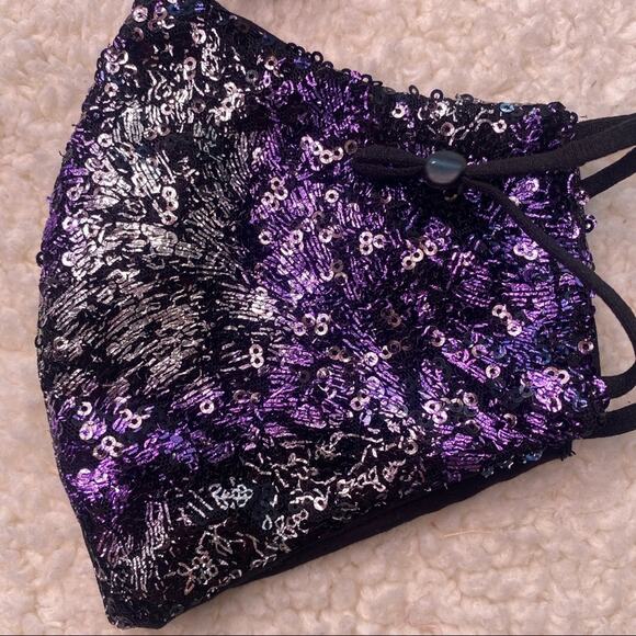 Purple and Silver Sequin Masks Lot of 2. - Picture 3 of 8